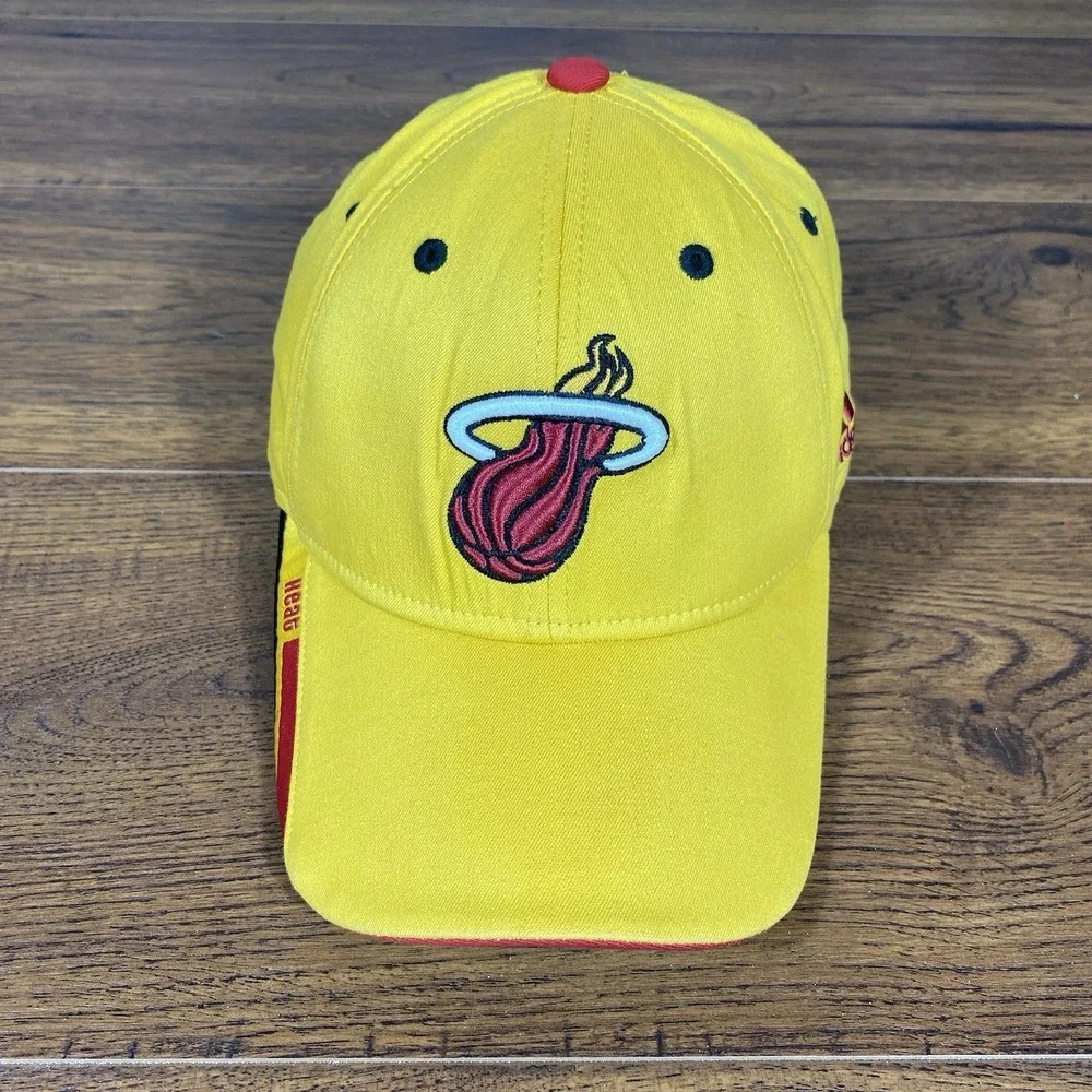 Miami Heat Adidas Hat Yellow One Size Stretch Fit Cap NBA Official Team Headwear